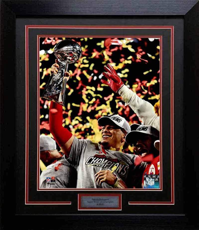 Shop Patrick Mahomes Kansas City Chiefs Super Bowl LIV Champions Signed 16  x 20 Super Bowl LIV Trophy Photograph