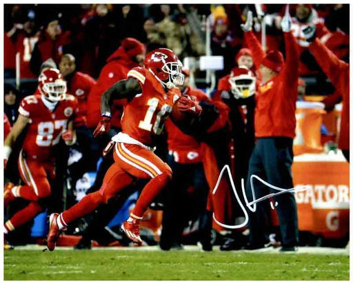 Tyreek Hill Signed Running in All Red Along Sidelines 8x10 Photo