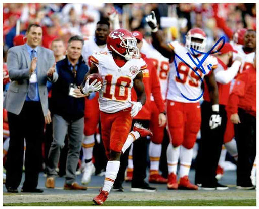 Tyreek Hill Signed Running in White Looking Back 8x10 Photo